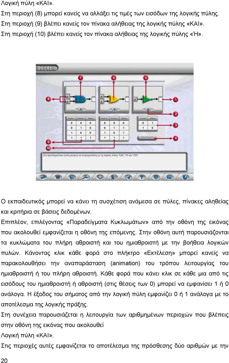 Επιπλέον, επιλέγοντας «Παραδείγματα Κυκλωμάτων» από την οθόνη της εικόνας που ακολουθεί εμφανίζεται η οθόνη της επόμενης.