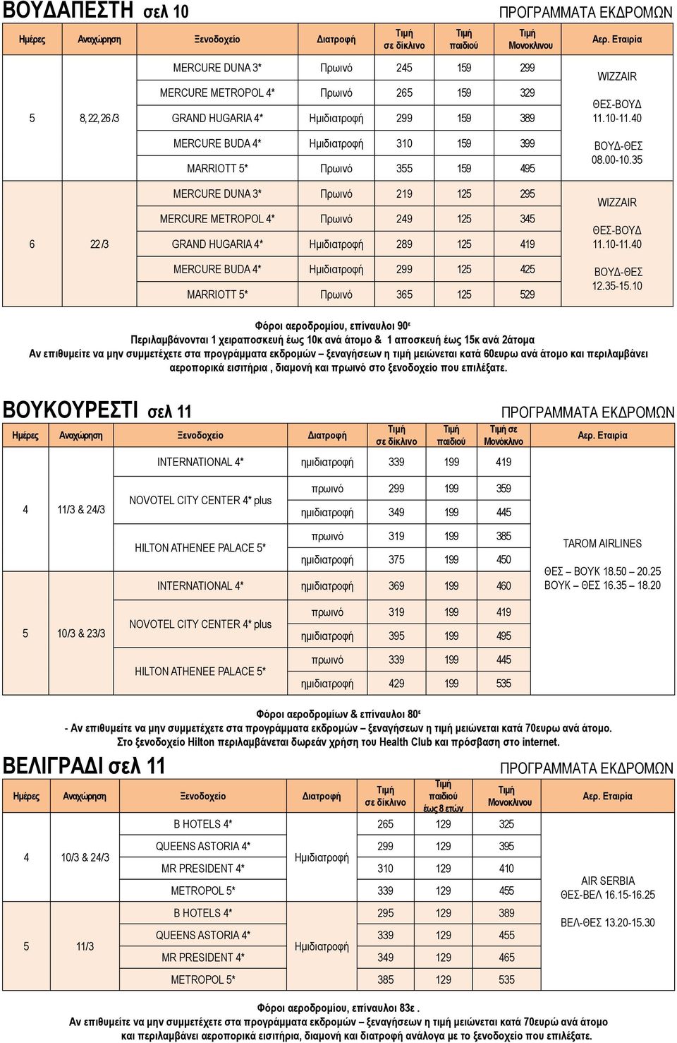 11.10-11.40 ΒΟΥΔ-ΘΕΣ 08.00-10.35 WIZZAIR ΘΕΣ-ΒΟΥΔ 11.10-11.40 ΒΟΥΔ-ΘΕΣ 12.35-15.