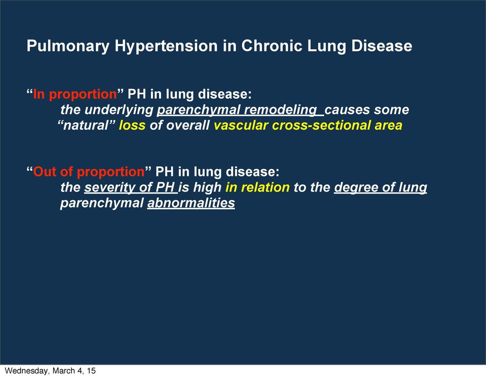 overall vascular cross-sectional area Out of proportion PH in lung disease: