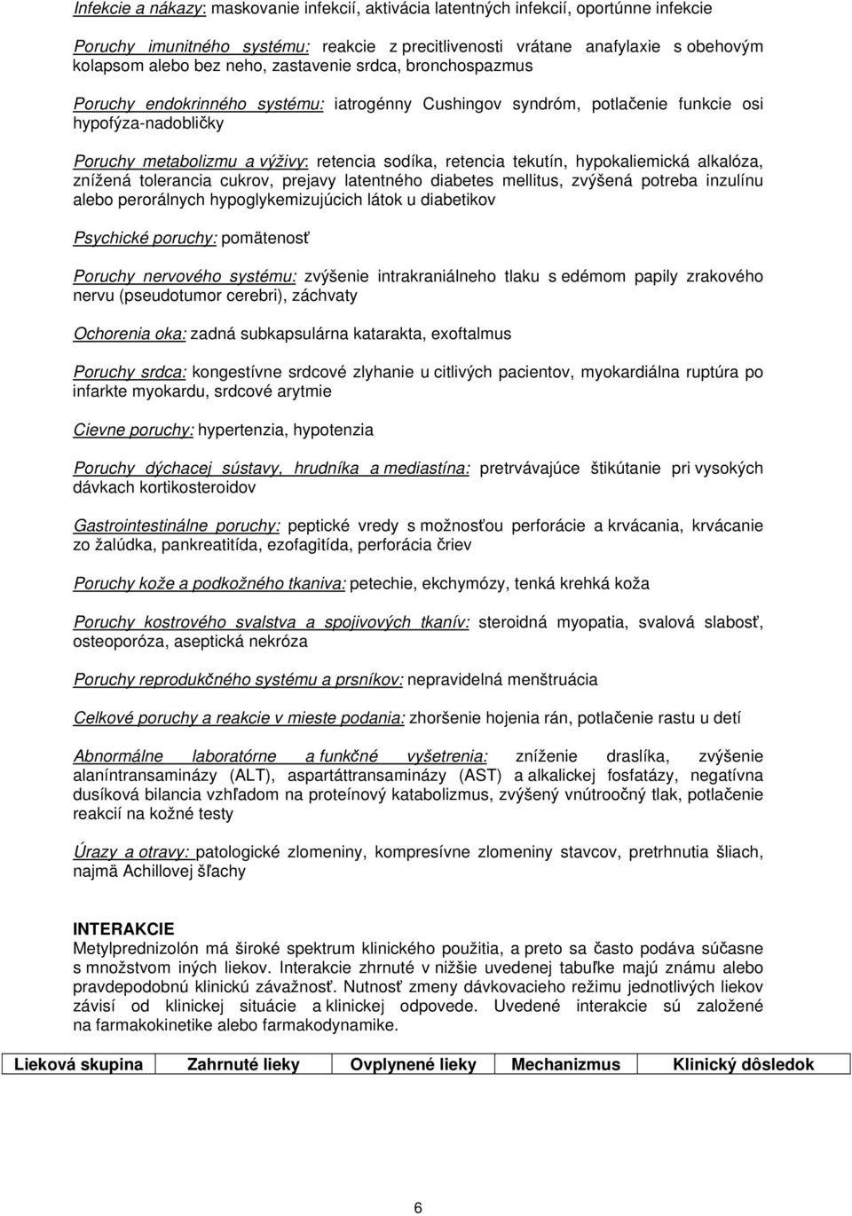 tekutín, hypokaliemická alkalóza, znížená tolerancia cukrov, prejavy latentného diabetes mellitus, zvýšená potreba inzulínu alebo perorálnych hypoglykemizujúcich látok u diabetikov Psychické poruchy: