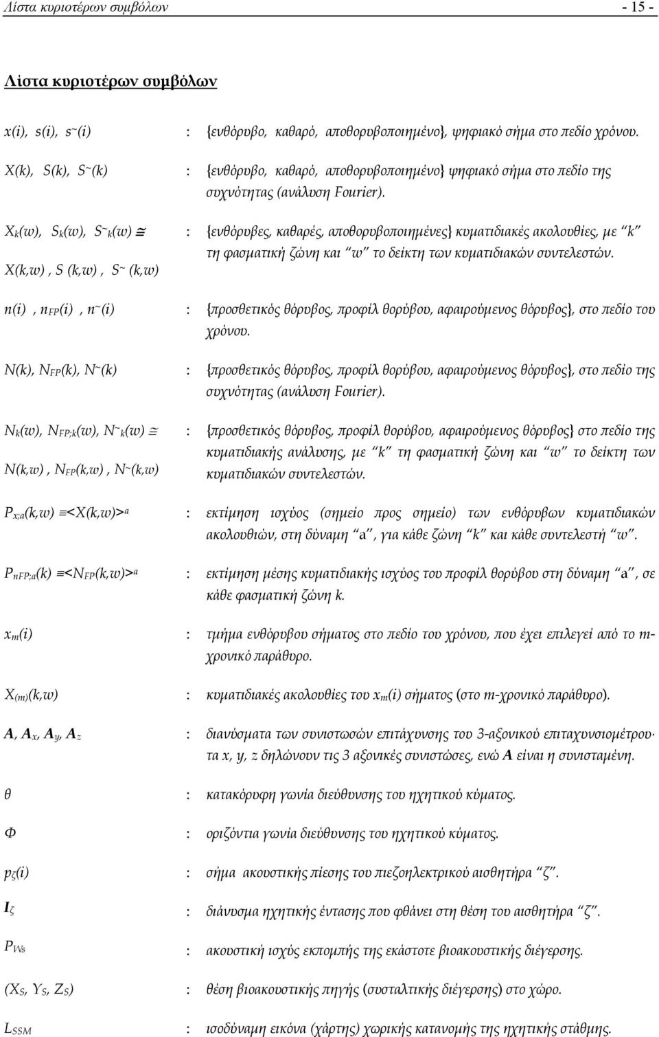 X k (w), S k (w), S ~ k(w) X(k,w), S (k,w), S ~ (k,w) : {ενθόρυβες, καθαρές, αποθορυβοποιημένες} κυματιδιακές ακολουθίες, με k τη φασματική ζώνη και w το δείκτη των κυματιδιακών συντελεστών.