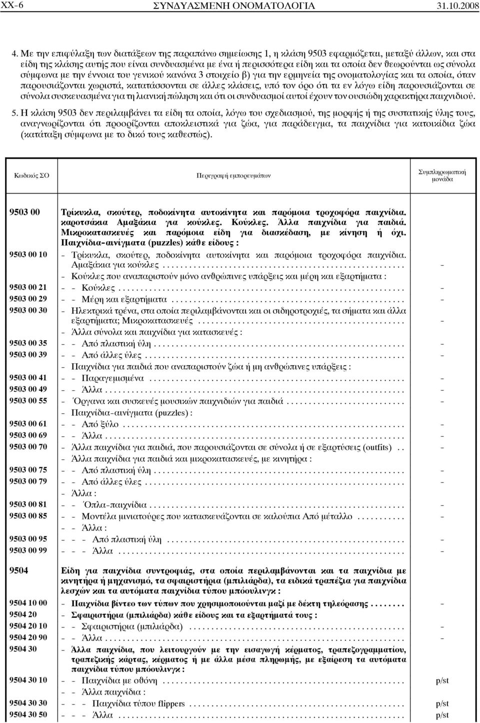 Âεωρούνται ωςσύνολα σύμφωνα με την έννοια του γενικού κανόνα 3 στοιχείο β) για την ερμηνεία της ονοματολογίας και τα οποία, όταν παρουσιάζονται χωριστά, κατατάσσονται σε άλλες κλάσεις, υπό τον όρο