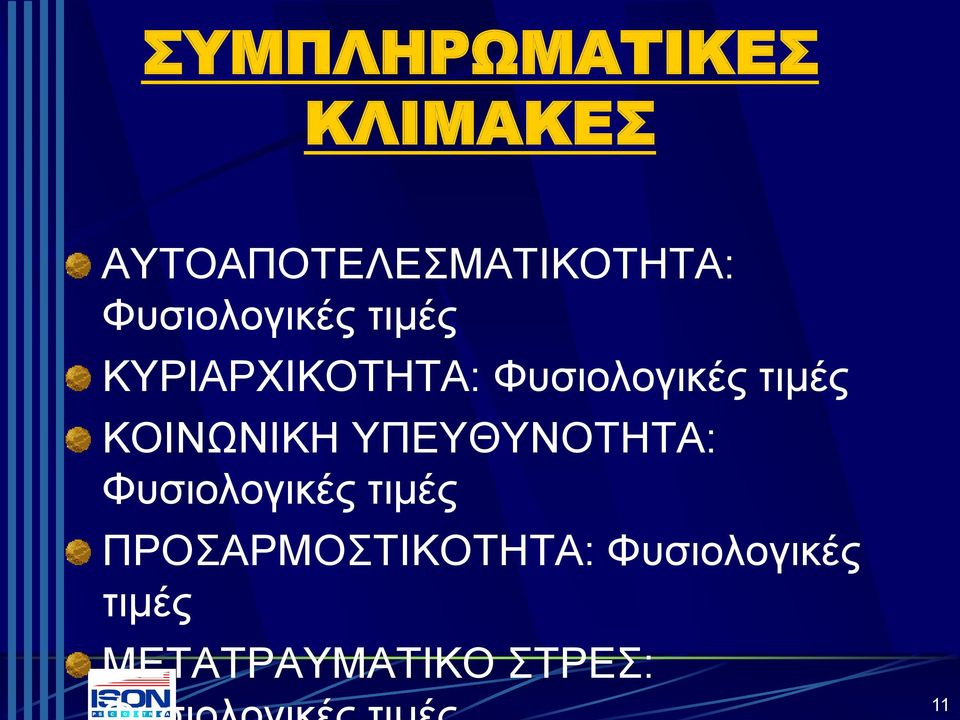 τιμές ΚΟΙΝΩΝΙΚΗ ΥΠΕΥΘΥΝΟΤΗΤΑ: Φυσιολογικές τιμές