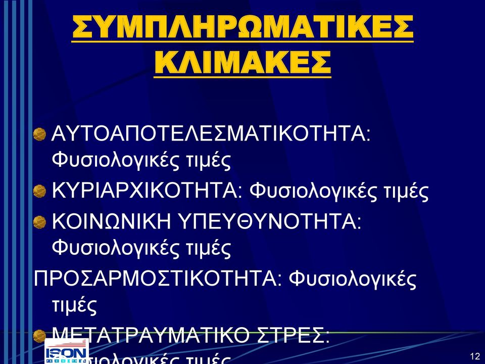 τιμές ΚΟΙΝΩΝΙΚΗ ΥΠΕΥΘΥΝΟΤΗΤΑ: Φυσιολογικές τιμές