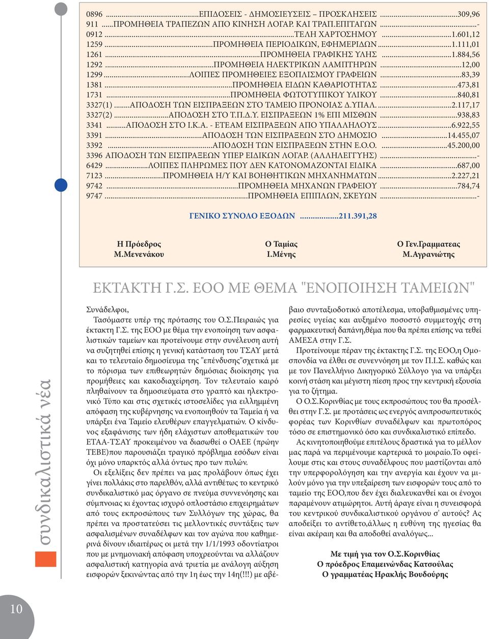 ..ΠΡΟΜΗΘΕΙΑ ΦΩΤΟΤΥΠΙΚΟΥ ΥΛΙΚΟΥ...840,81 3327(1)...ΑΠΟΔΟΣΗ ΤΩΝ ΕΙΣΠΡΑΞΕΩΝ ΣΤΟ ΤΑΜΕΙΟ ΠΡΟΝΟΙΑΣ Δ.ΥΠΑΛ....2.117,17 3327(2)...ΑΠΟΔΟΣΗ ΣΤΟ Τ.Π.Δ.Υ. ΕΙΣΠΡΑΞΕΩΝ 1% ΕΠΙ ΜΙΣΘΩΝ...938,83 3341...ΑΠΟΔΟΣΗ ΣΤΟ Ι.Κ.Α. - ΕΤΕΑΜ ΕΙΣΠΡΑΞΕΩΝ ΑΠΟ ΥΠΑΛΛΗΛΟΥΣ.