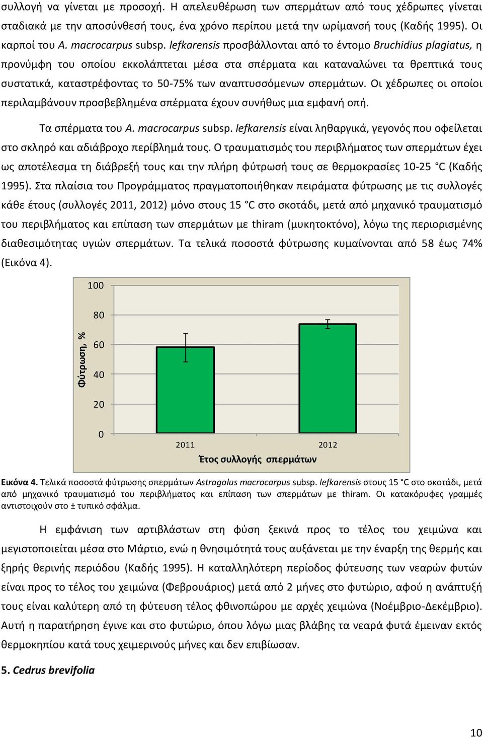 lefkarensis προσβάλλονται από το έντομο Βruchidius plagiatus, η προνύμφη του οποίου εκκολάπτεται μέσα στα σπέρματα και καταναλώνει τα θρεπτικά τους συστατικά, καταστρέφοντας το 5-75% των