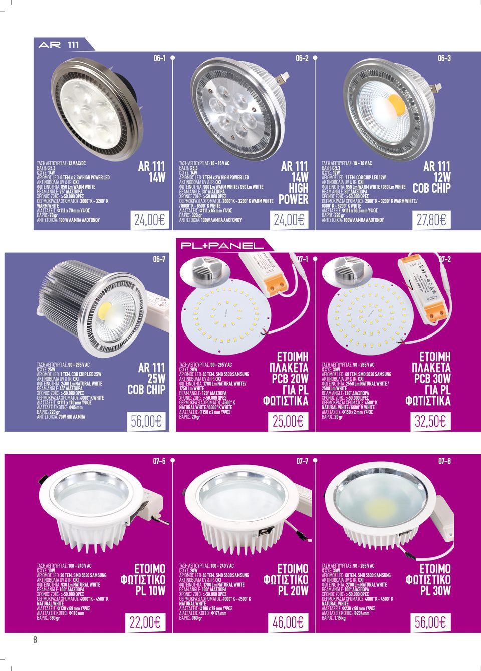AR 111 14W 24,00 06-2 ΤΑΣΗ ΛΕΙΤΟΥΡΓΙΑΣ: 10-16 V AC ΒΑΣΗ: G 5.
