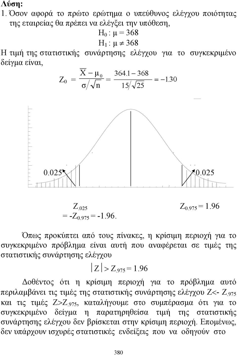 X 364. 1 368 Z = = = 13. σ 15 5.5.5 Z.5 Z.975 = 1.96 