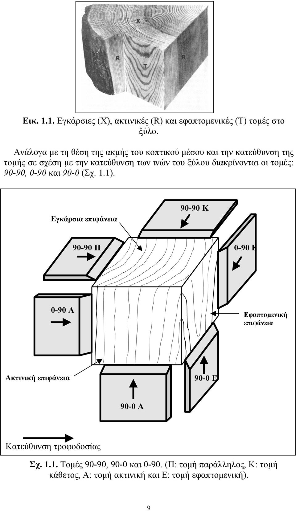 διακρίνονται οι τομές: 90-90, 0-90 και 90-0 (Σχ. 1.1).