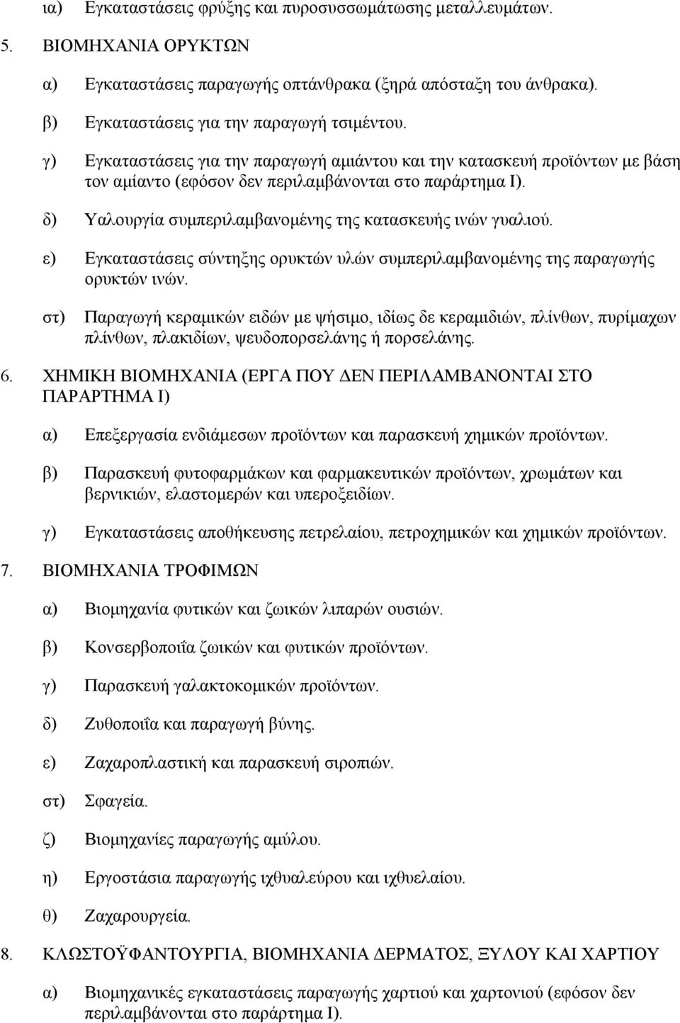 ε) Εγκαταστάσεις σύντηξης ορυκτών υλών συµπεριλαµβανοµένης της παραγωγής ορυκτών ινών.