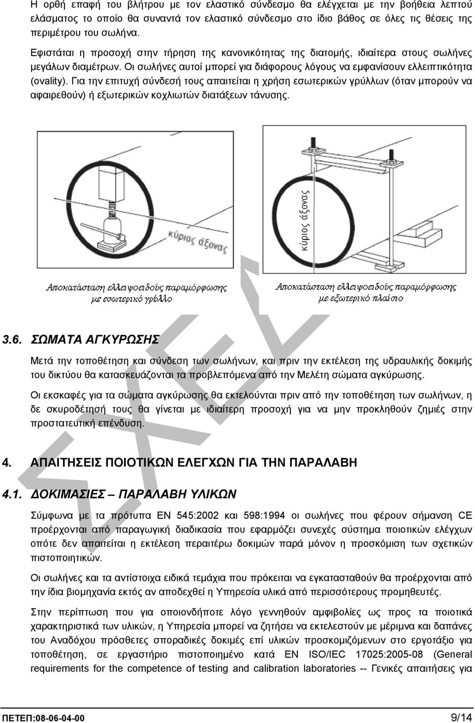 Για την επιτυχή σύνδεσή τους απαιτείται η χρήση εσωτερικών γρύλλων (όταν µπορούν να αφαιρεθούν) ή εξωτερικών κοχλιωτών διατάξεων τάνυσης. 3.6.