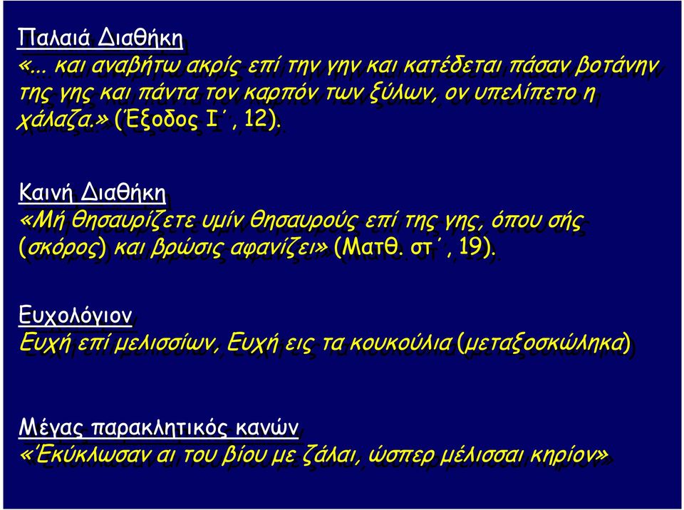 τονκαρπόν των ξύλων, ον ονυπελίπετο η χάλαζα.» (Έξοδος Ι, 12).