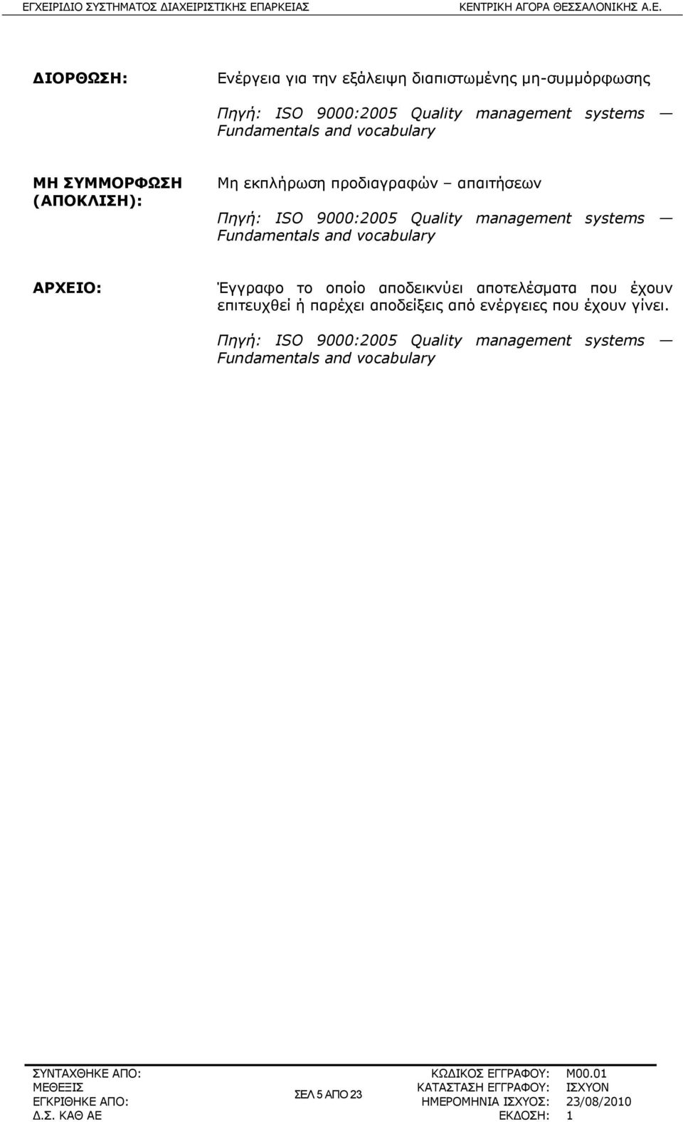 management systems Fundamentals and vocabulary ΑΡΧΕΙΟ: Έγγραφο το οποίο αποδεικνύει αποτελέσματα που έχουν επιτευχθεί ή