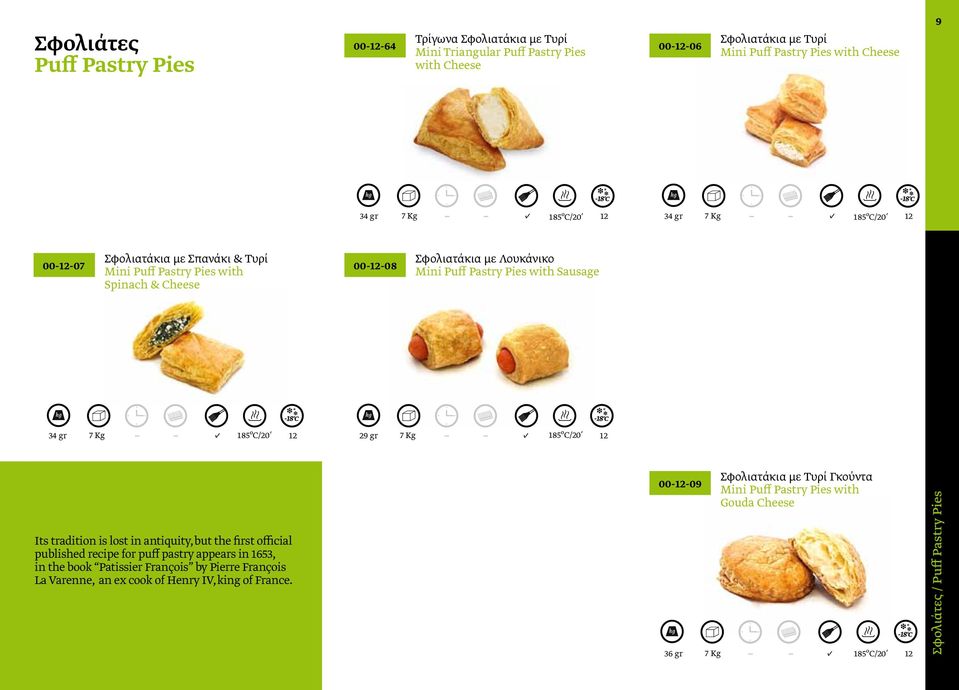 gr 7 Kg /20 29 gr 7 Kg /20 Its tradition is lost in antiquity, but the first official published recipe for puff pastry appears in 1653, in the book Patissier François by Pierre