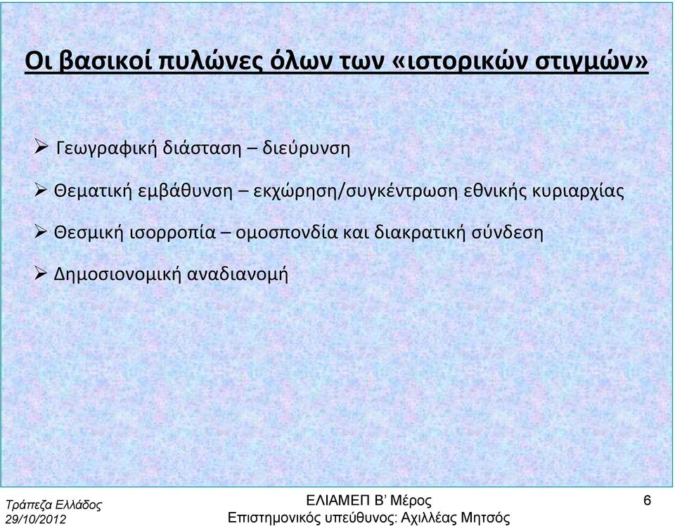 εκχώρηση/συγκέντρωση εθνικής κυριαρχίας Θεσμική