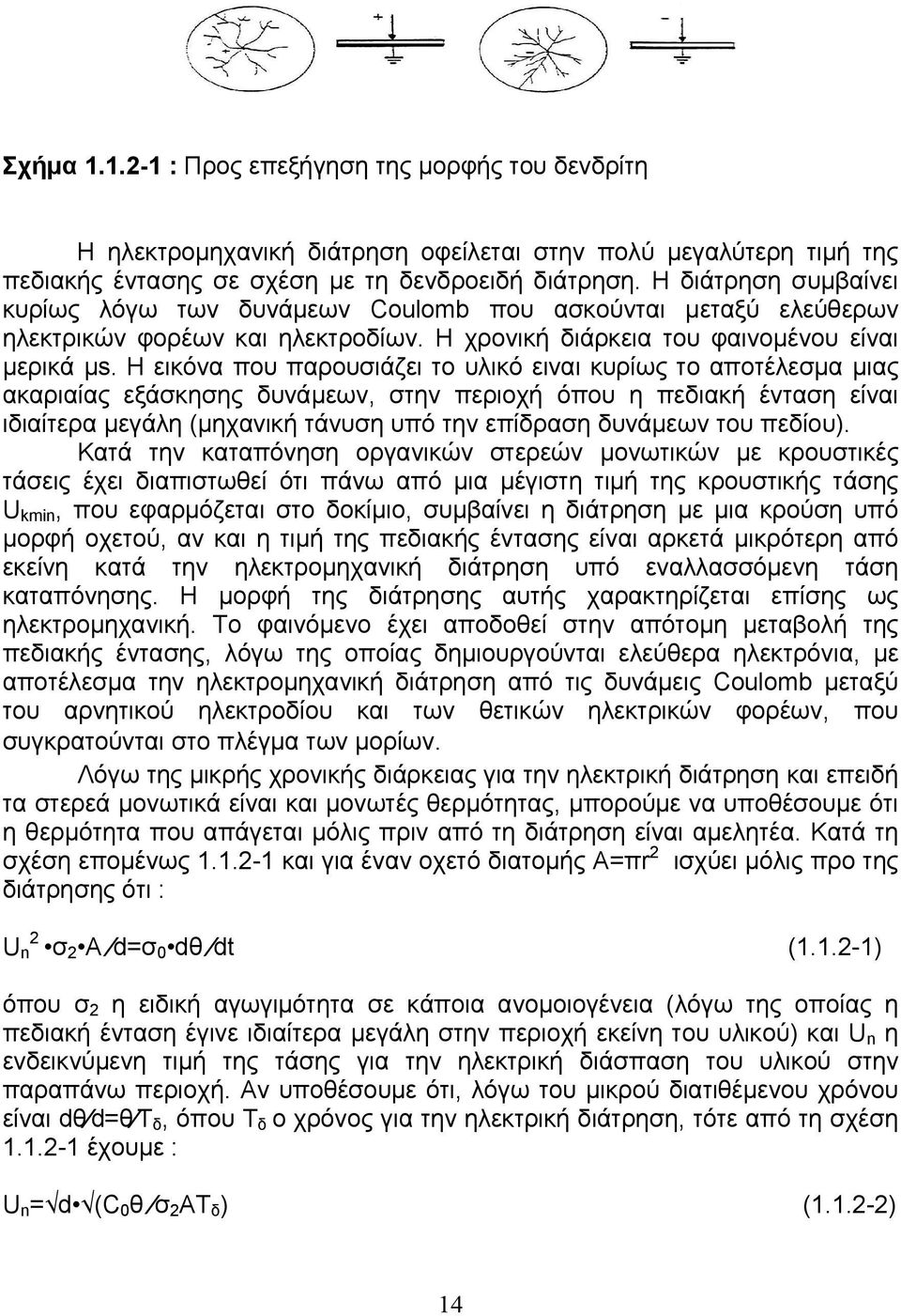 Η εικόνα που παρουσιάζει το υλικό ειναι κυρίως το αποτέλεσμα μιας ακαριαίας εξάσκησης δυνάμεων, στην περιοχή όπου η πεδιακή ένταση είναι ιδιαίτερα μεγάλη (μηχανική τάνυση υπό την επίδραση δυνάμεων