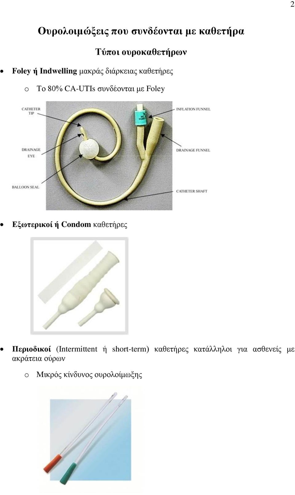 Εξωτερικοί ή Condom καθετήρες Περιοδικοί (Intermittent ή short-term)