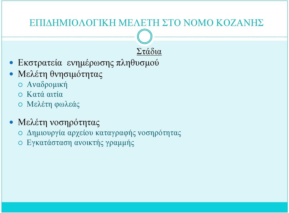 φωλεάς Μελέτη νοσηρότητας Δημιουργία αρχείου