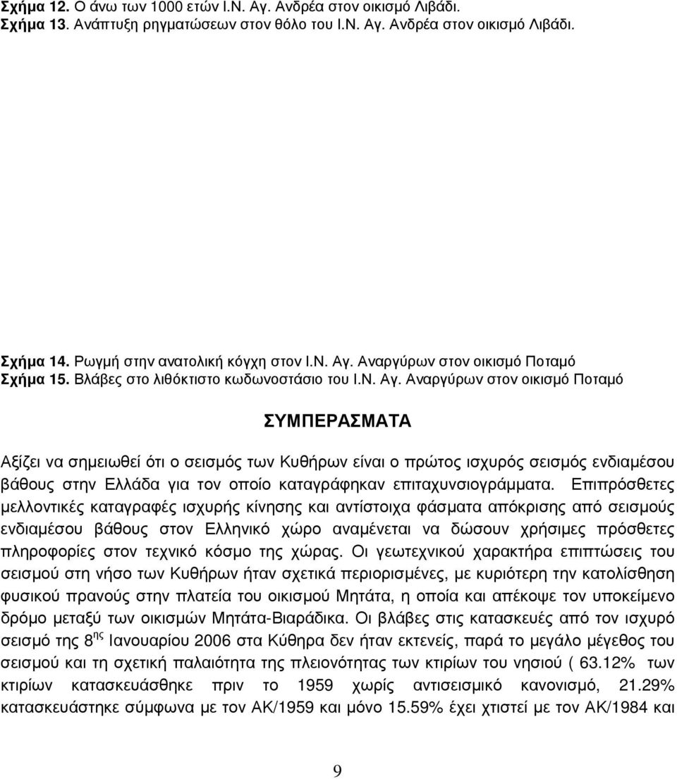 Αναργύρων στον οικισμό Ποταμό ΣΥΜΠΕΡΑΣΜΑΤΑ Αξίζει να σημειωθεί ότι ο σεισμός των Κυθήρων είναι ο πρώτος ισχυρός σεισμός ενδιαμέσου βάθους στην Ελλάδα για τον οποίο καταγράφηκαν επιταχυνσιογράμματα.