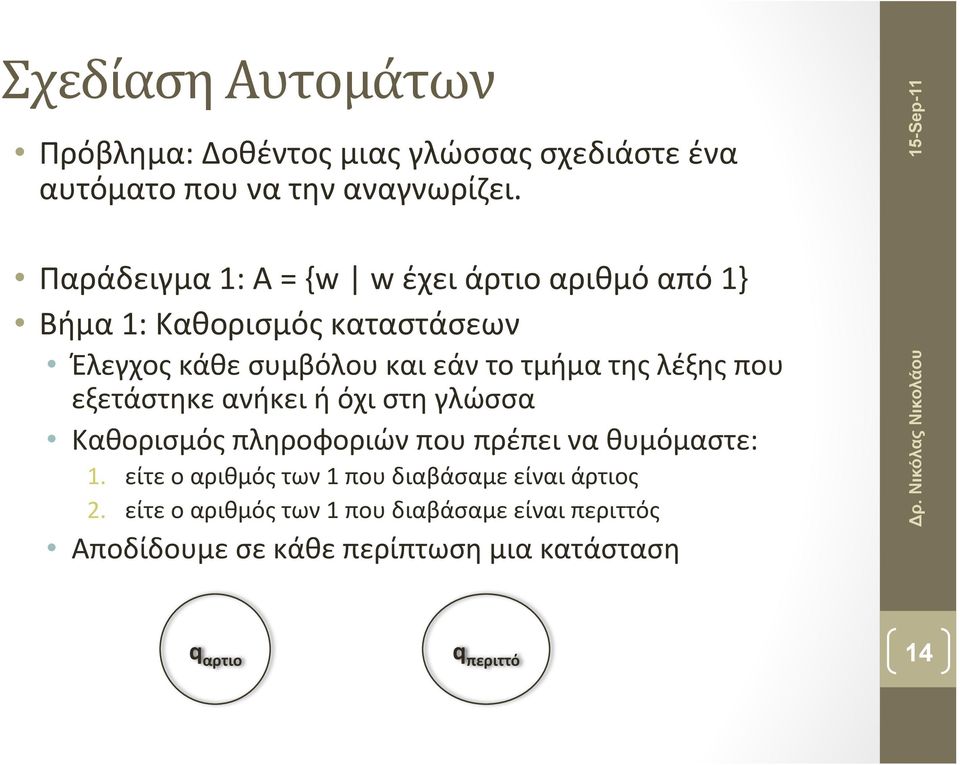 της λέξης που εξετάστηκε ανήκει ή όχι στη γλώσσα Καθορισμός πληροφοριών που πρέπει να θυμόμαστε: 1.