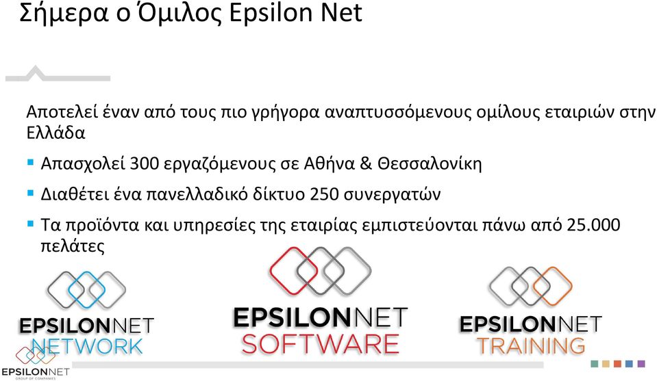 εργαζόμενους σε Αθήνα & Θεσσαλονίκη Διαθέτει ένα πανελλαδικό δίκτυο