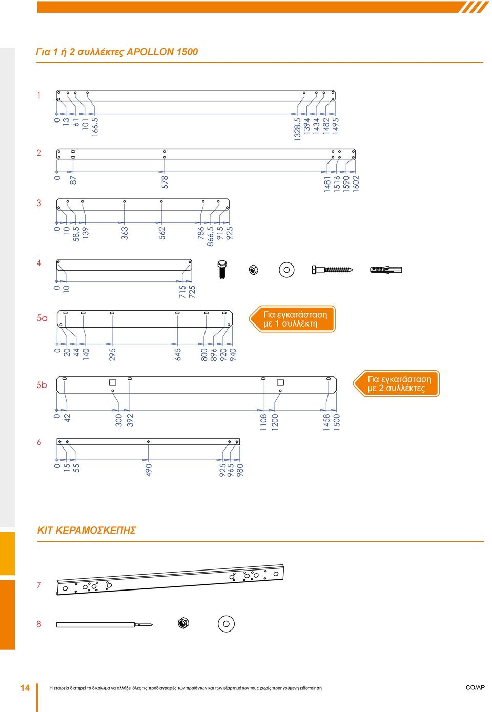 1458 15 2 44 14 295 645 8 896 92 94 Για εγκατάσταση με 2 συλλέκτες ΚΙΤ ΚΕΡΑΜΟΣΚΕΠΗΣ 7 8 14 Η εταιρεία διατηρεί το