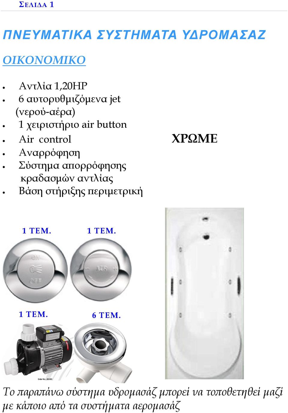 αϖορρόφησης κραδασµών αντλίας Βάση στήριξης ϖεριµετρική 1 TEM. 1 TEM. 1 TEM. 6 TEM.