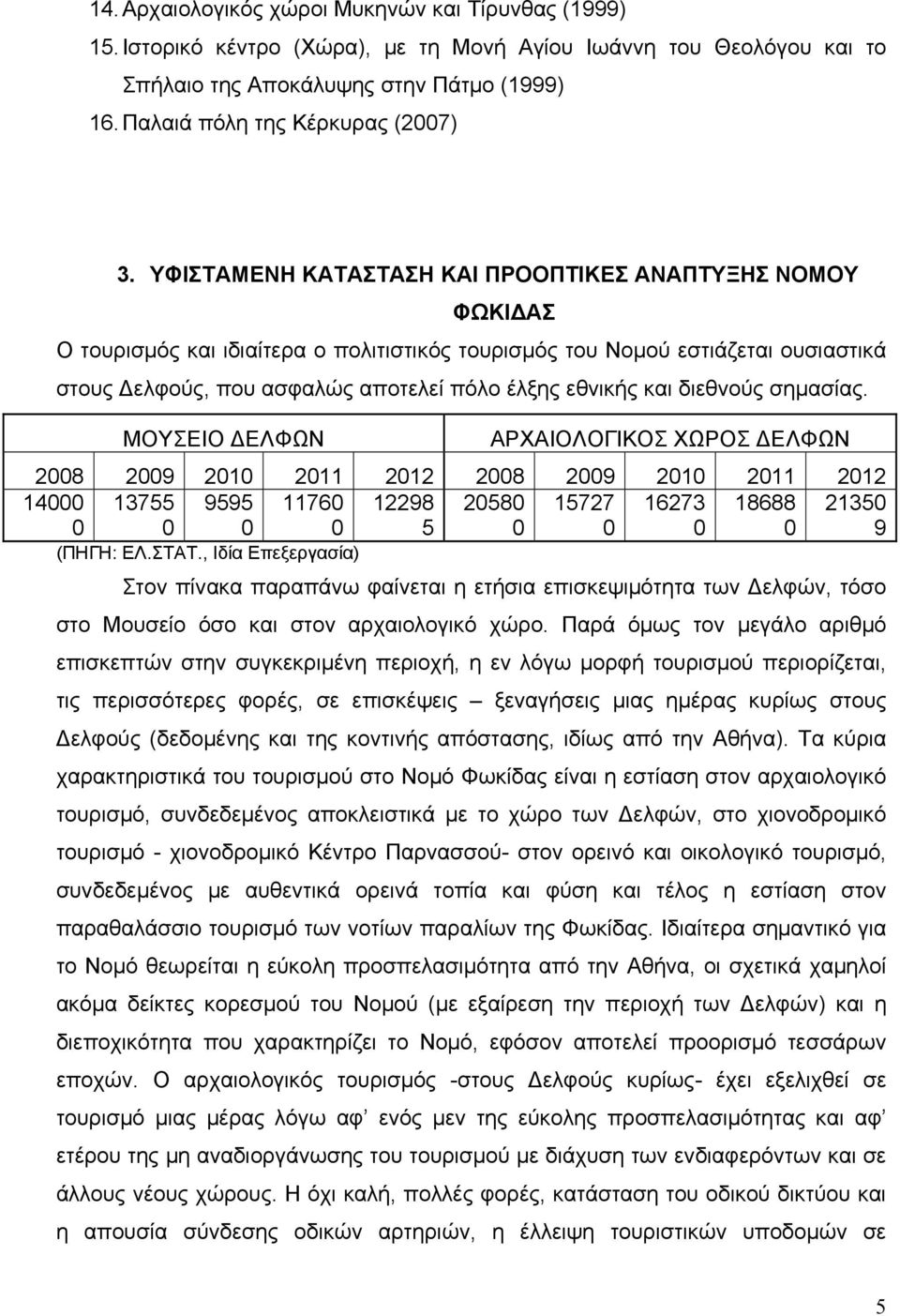 ΥΦΙΣΤΑΜΕΝΗ ΚΑΤΑΣΤΑΣΗ ΚΑΙ ΠΡΟΟΠΤΙΚΕΣ ΑΝΑΠΤΥΞΗΣ ΝΟΜΟΥ ΦΩΚΙ ΑΣ Ο τουρισμός και ιδιαίτερα ο πολιτιστικός τουρισμός του Νομού εστιάζεται ουσιαστικά στους ελφούς, που ασφαλώς αποτελεί πόλο έλξης εθνικής