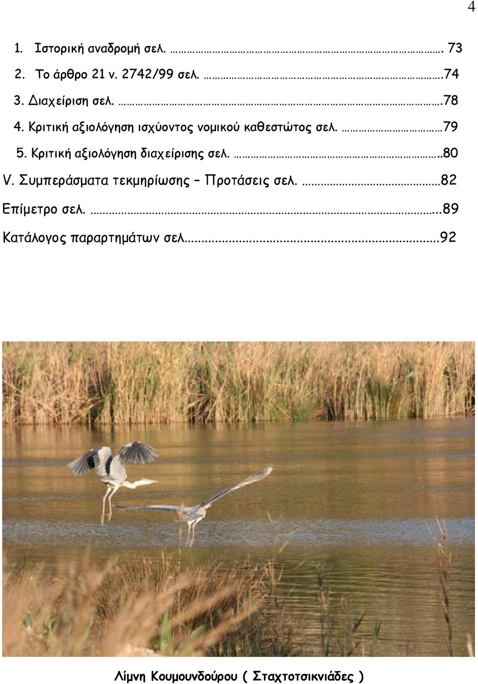 Κριτική αξιολόγηση διαχείρισης σελ...80 V. Συμπεράσματα τεκμηρίωσης Προτάσεις σελ.