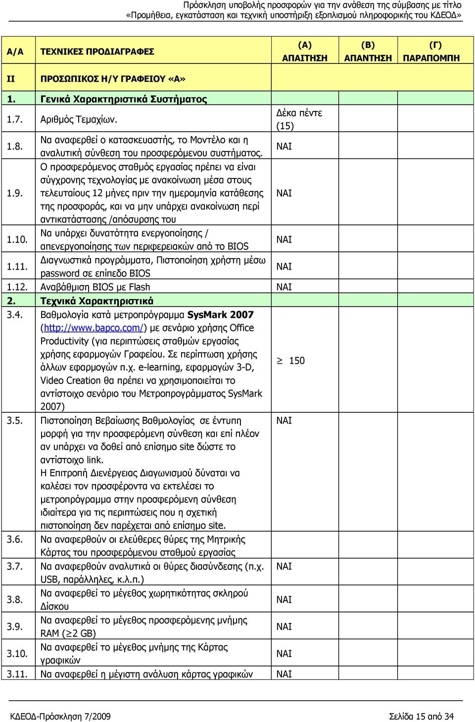 Ο προσφερόµενος σταθµός εργασίας πρέπει να είναι σύγχρονης τεχνολογίας µε ανακοίνωση µέσα στους τελευταίους 12 µήνες πριν την ηµεροµηνία κατάθεσης της προσφοράς, και να µην υπάρχει ανακοίνωση περί