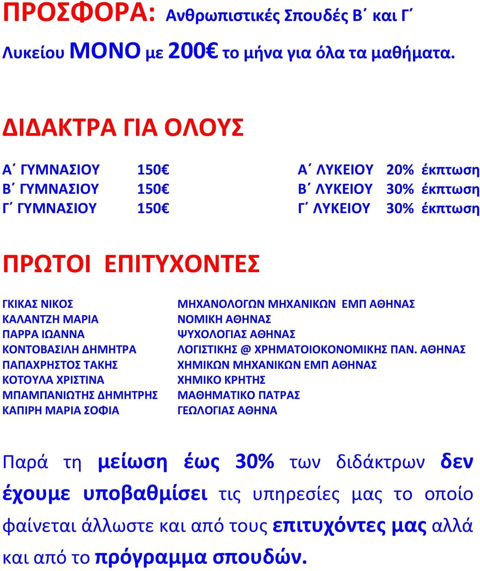 ΠΑΡΡΑ ΙΩΑΝΝΑ ΚΟΝΤΟΒΑΣΙΛΗ ΔΗΜΗΤΡΑ ΠΑΠΑΧΡΗΣΤΟΣ ΤΑΚΗΣ ΚΟΤΟΥΛΑ ΧΡΙΣΤΙΝΑ ΜΠΑΜΠΑΝΙΩΤΗΣ ΔΗΜΗΤΡΗΣ ΚΑΠΙΡΗ ΜΑΡΙΑ ΣΟΦΙΑ ΜΗΧΑΝΟΛΟΓΩΝ ΜΗΧΑΝΙΚΩΝ ΕΜΠ ΑΘΗΝΑΣ ΝΟΜΙΚΗ ΑΘΗΝΑΣ ΨΥΧΟΛΟΓΙΑΣ ΑΘΗΝΑΣ