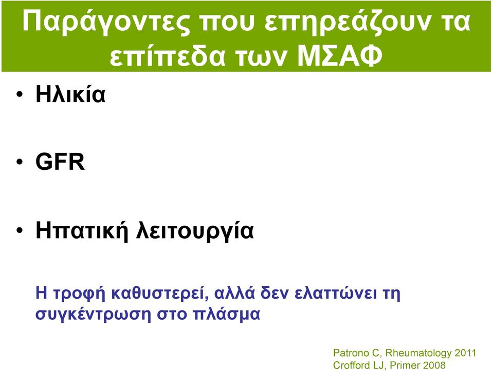 αλλά δεν ελαττώνει τη συγκέντρωση στο πλάσµα