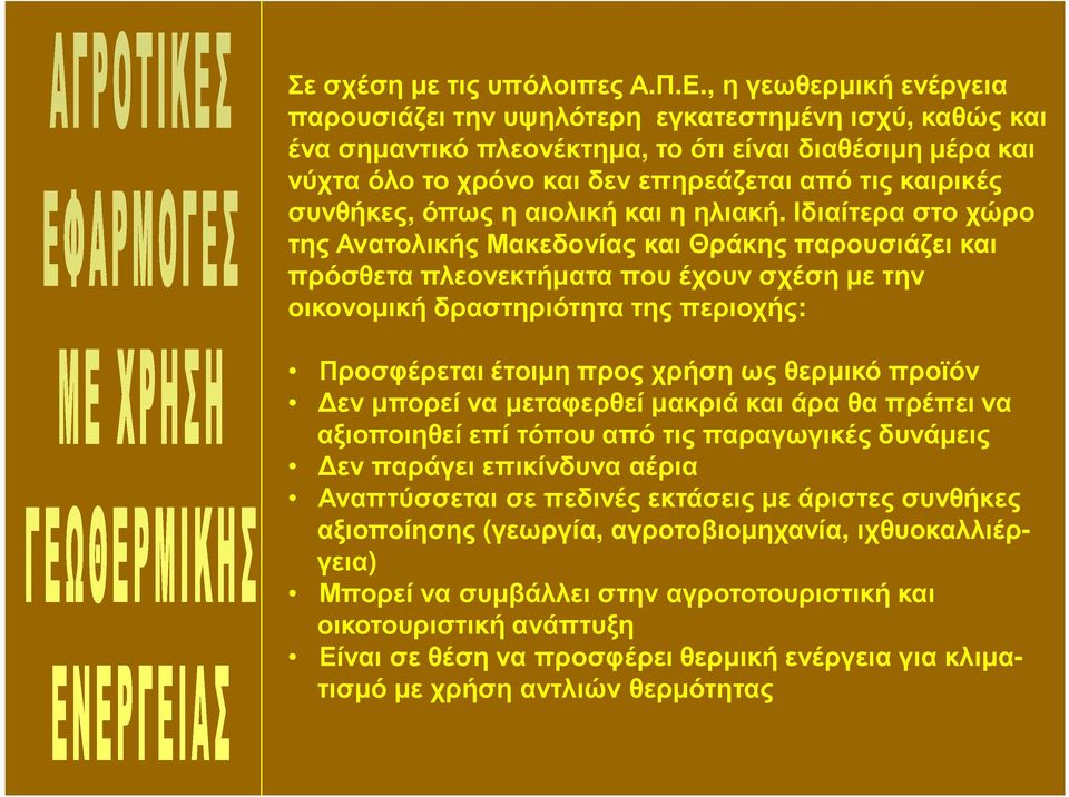 συνθήκες, όπως η αιολική και η ηλιακή.