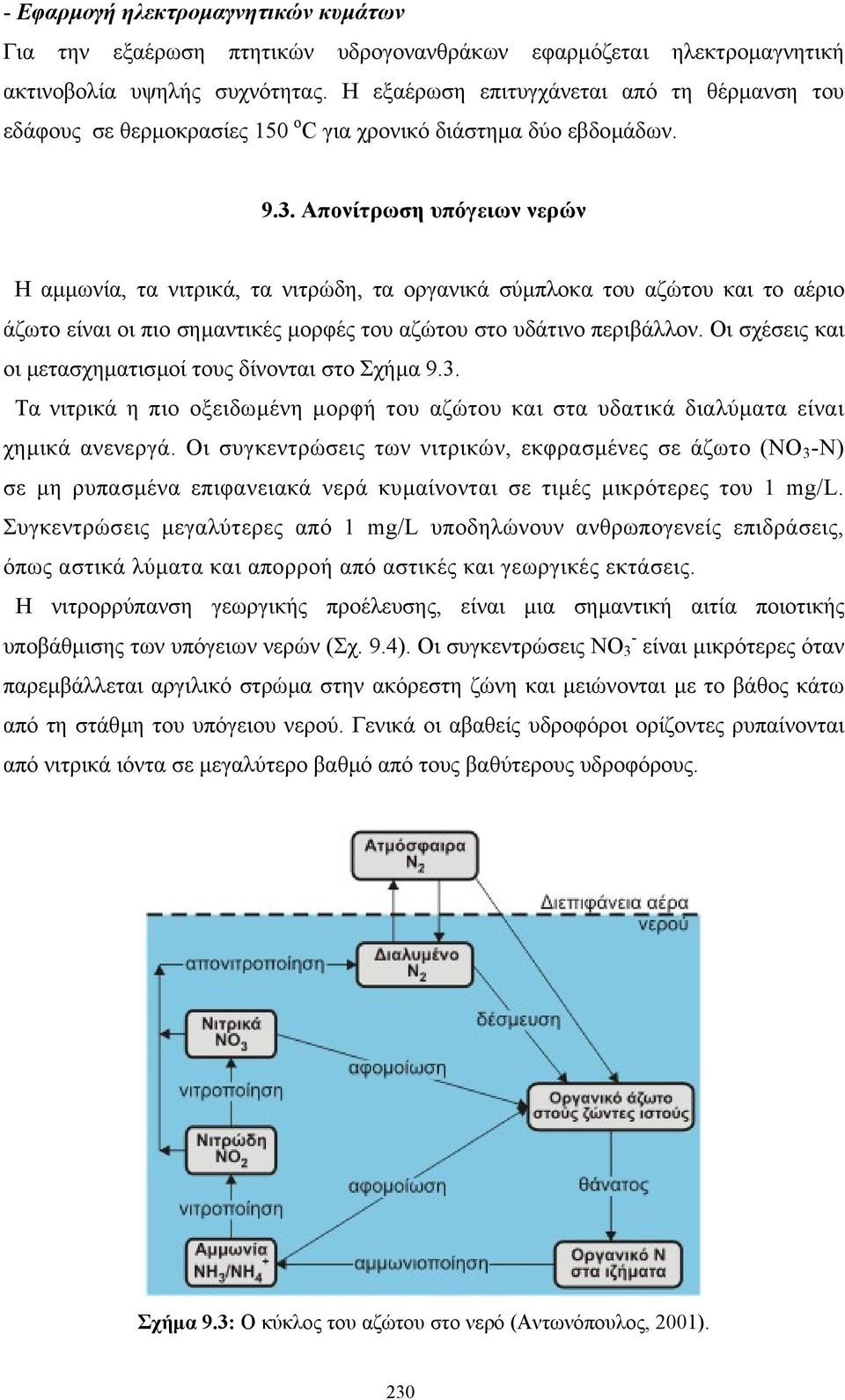 Απονίτρωση υπόγειων νερών Η αµµωνία, τα νιτρικά, τα νιτρώδη, τα οργανικά σύµπλοκα του αζώτου και το αέριο άζωτο είναι οι πιο σηµαντικές µορφές του αζώτου στο υδάτινο περιβάλλον.