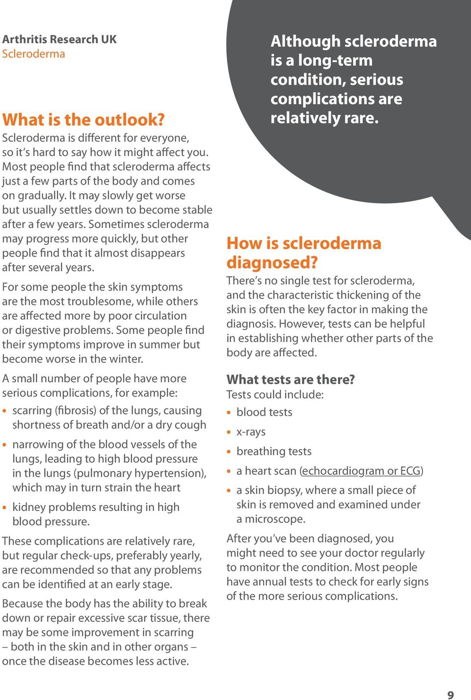 Sometimes scleroderma may progress more quickly, but other people find that it almost disappears after several years.