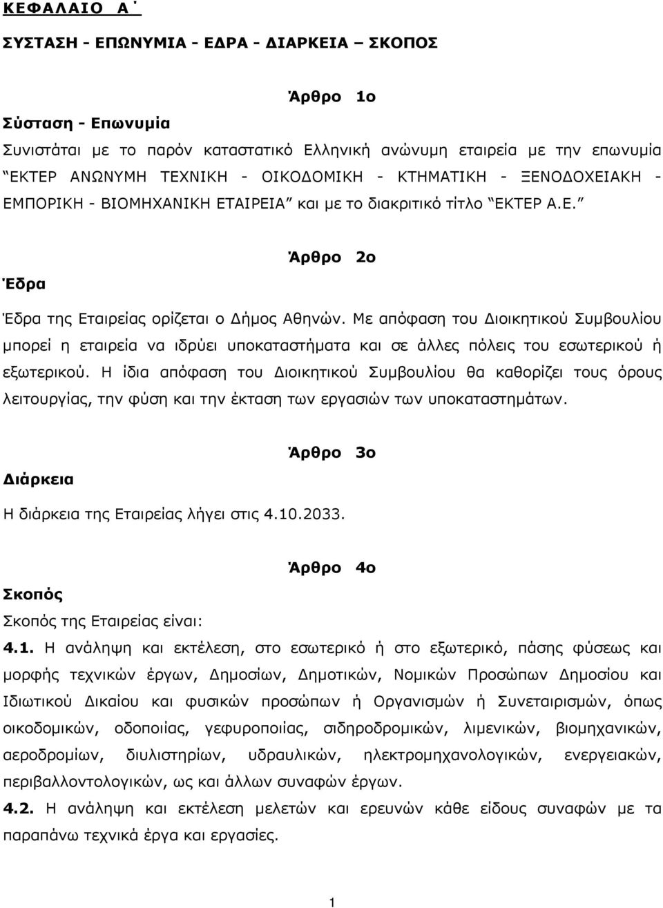 Με απόφαση του Διοικητικού Συμβουλίου μπορεί η εταιρεία να ιδρύει υποκαταστήματα και σε άλλες πόλεις του εσωτερικού ή εξωτερικού.