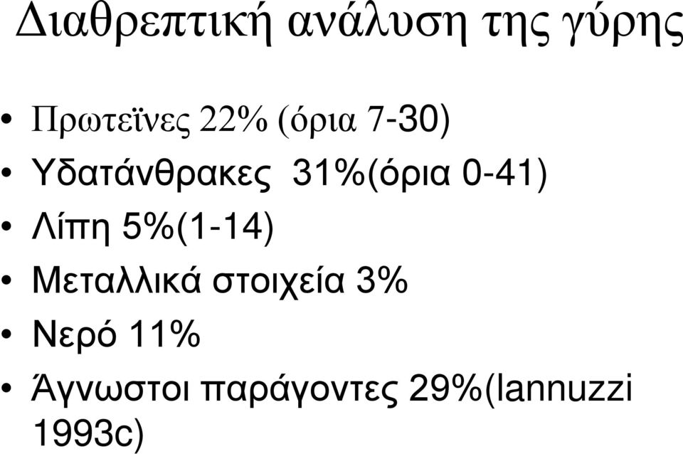 0-41) Λίπη 5%(1-14) Μεταλλικά στοιχεία 3%