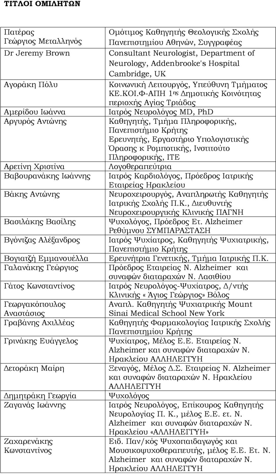 Department of Neurology, Addenbrooke's Hospital Cambridge, UK Κοινωνική Λειτουργός, Υπεύθυνη Τμήματος ΚΕ.ΚΟΙ.