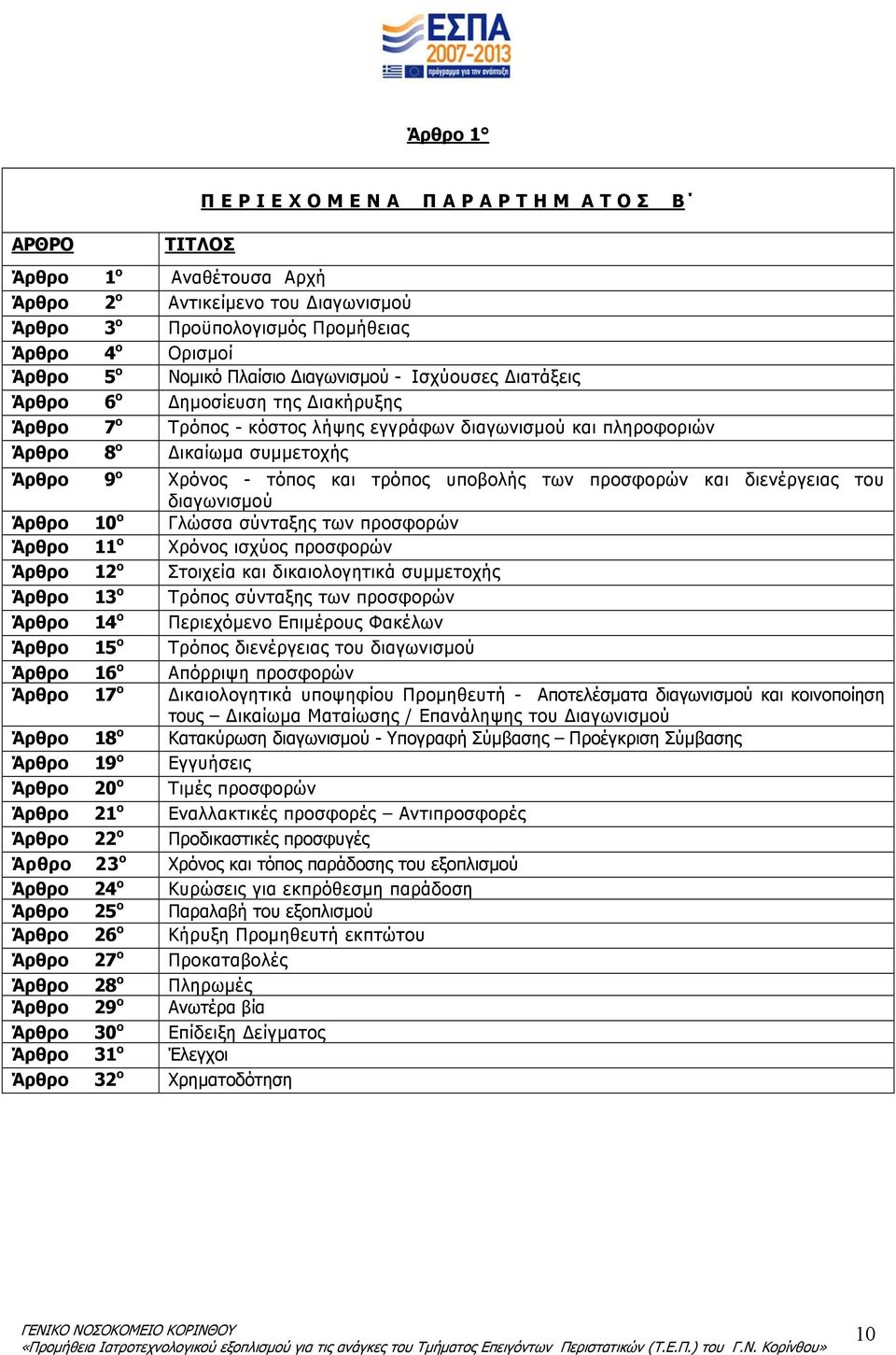 Χρόνος - τόπος και τρόπος υποβολής των προσφορών και διενέργειας του διαγωνισμού Άρθρο 10 ο Γλώσσα σύνταξης των προσφορών Άρθρο 11 ο Χρόνος ισχύος προσφορών Άρθρο 12 ο Στοιχεία και δικαιολογητικά