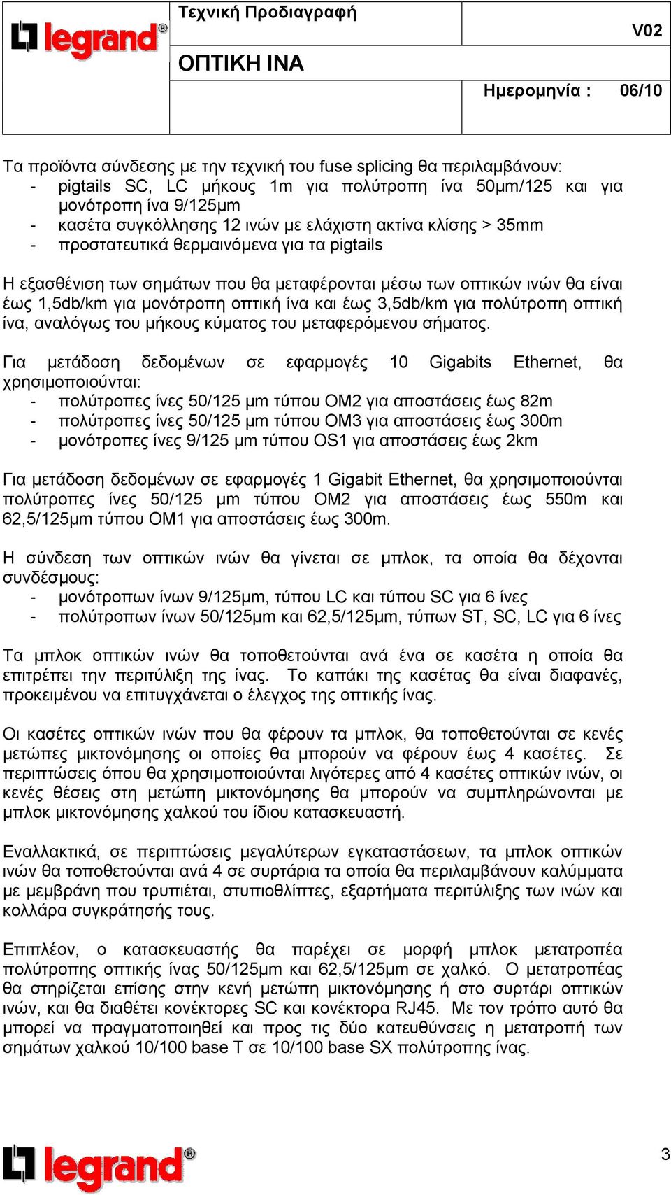 για πολύτροπη οπτική ίνα, αναλόγως του µήκους κύµατος του µεταφερόµενου σήµατος.