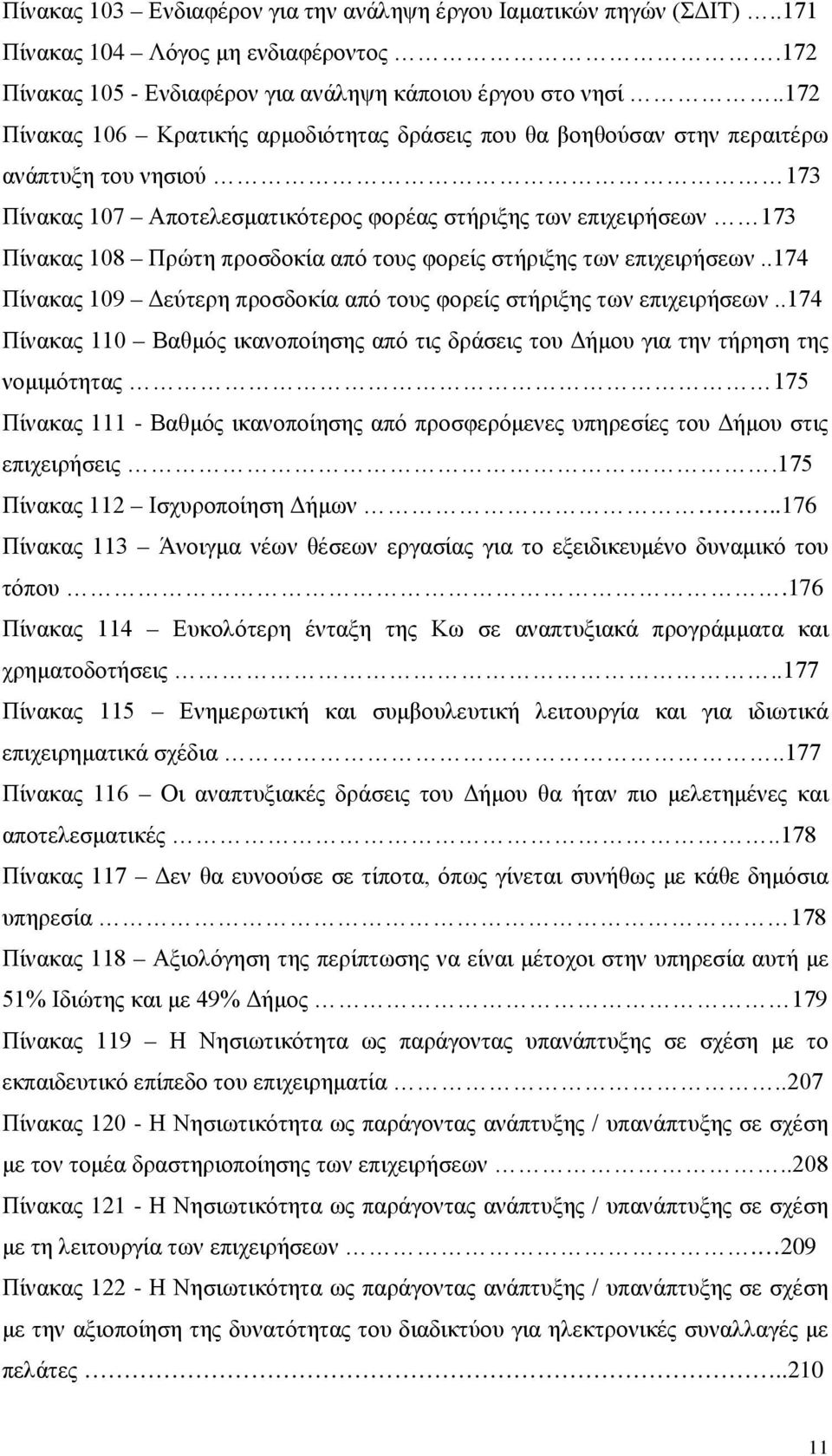 από τους φορείς στήριξης των επιχειρήσεων..174 Πίνακας 109 Δεύτερη προσδοκία από τους φορείς στήριξης των επιχειρήσεων.