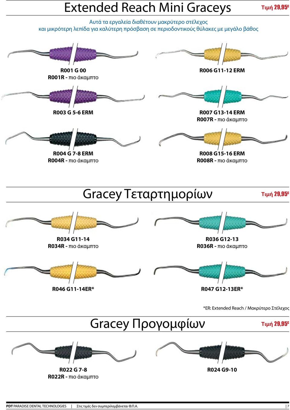 R008R - πιο άκαμπτο Gracey Τεταρτημορίων R034 G11-14 R034R - πιο άκαμπτο R036 G12-13 R036R - πιο άκαμπτο R046 G11-14ER* R047 G12-13ER* Gracey Προγομφίων