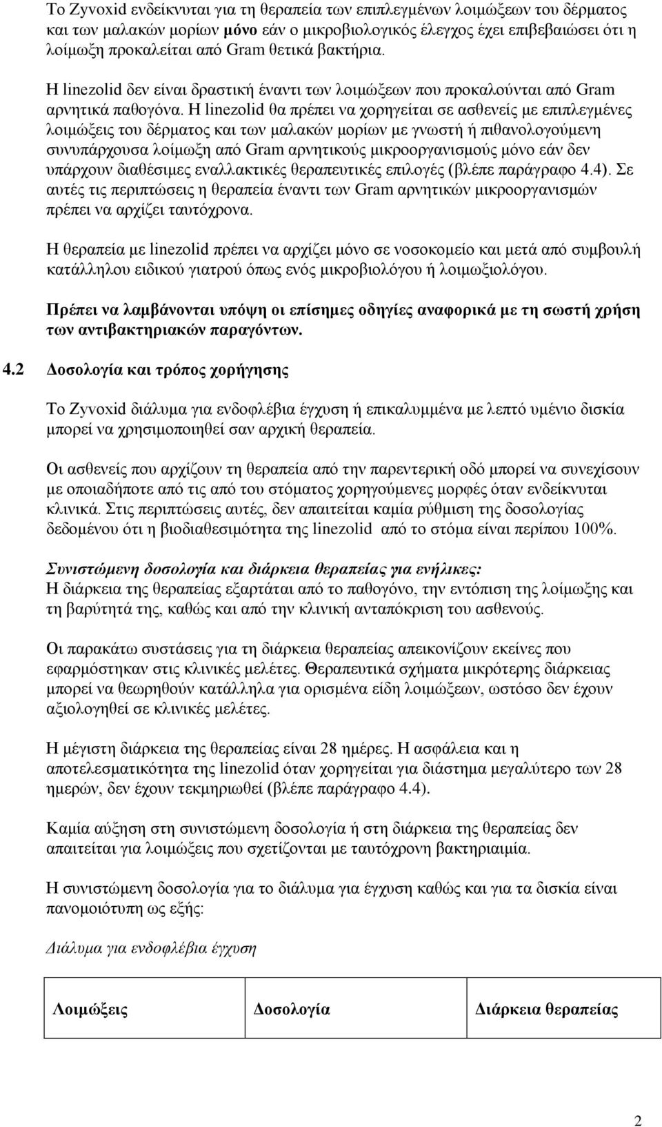 Η linezolid θα πρέπει να χορηγείται σε ασθενείς με επιπλεγμένες λοιμώξεις του δέρματος και των μαλακών μορίων με γνωστή ή πιθανολογούμενη συνυπάρχουσα λοίμωξη από Gram αρνητικούς μικροοργανισμούς