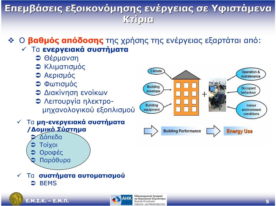 ιακίνηση ενοίκων Λειτουργία ηλεκτρο- µηχανολογικού εξοπλισµού Τα µη-ενεργειακά συστήµατα