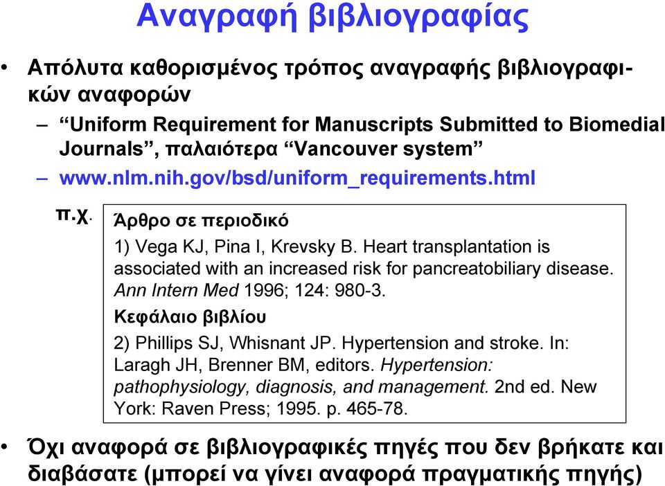 Heart transplantation is associated with an increased risk for pancreatobiliary disease. Ann Intern Med 1996; 124: 980-3. Κεφάλαιο βιβλίου 2) Phillips SJ, Whisnant JP.