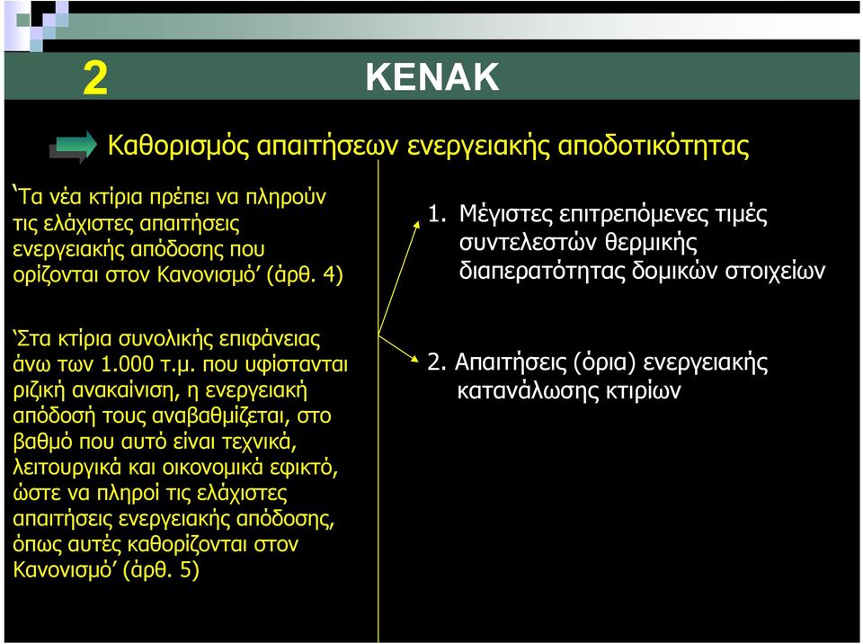 μ. που υφίστανται ριζική ανακαίνιση, η ενεργειακή απόδοσή τους αναβαθμίζεται, στο βαθμό που αυτό είναι τεχνικά, λειτουργικά και οικονομικά εφικτό, ώστε