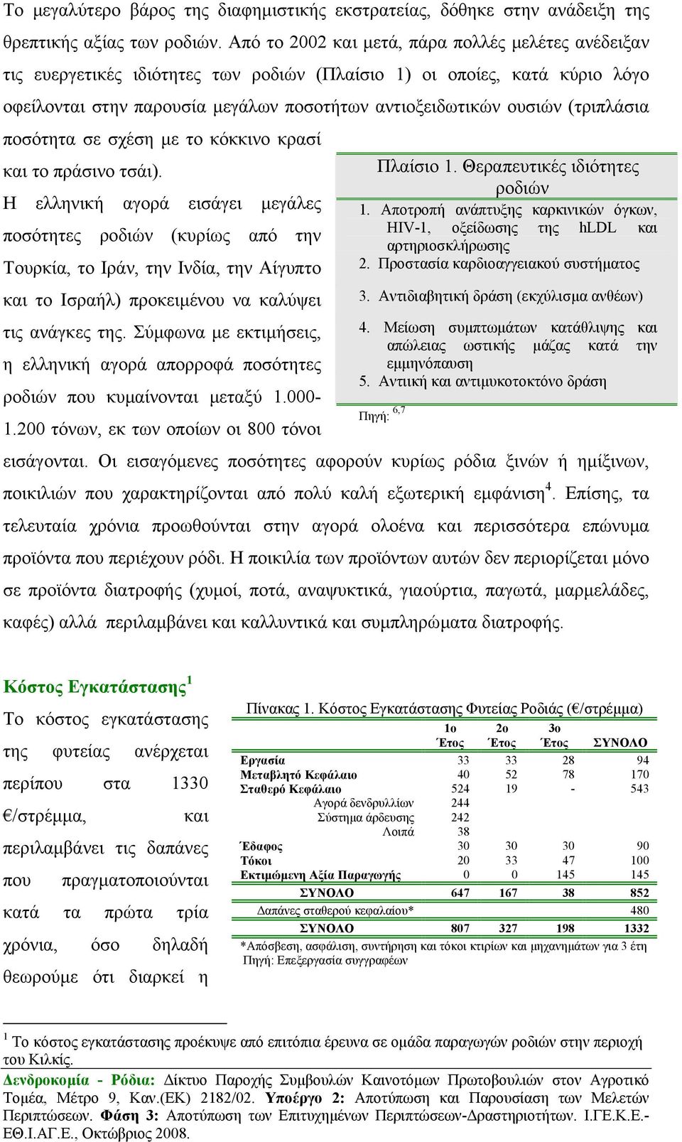 (τριπλάσια ποσότητα σε σχέση µε το κόκκινο κρασί και το πράσινο τσάι). Πλαίσιο 1. Θεραπευτικές ιδιότητες ροδιών Η ελληνική αγορά εισάγει µεγάλες 1.