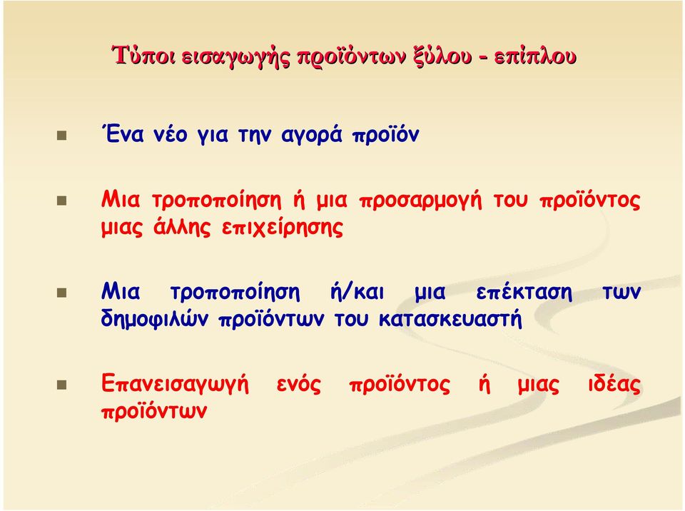 επιχείρησης Μια τροποποίηση ή/και μια επέκταση των δημοφιλών