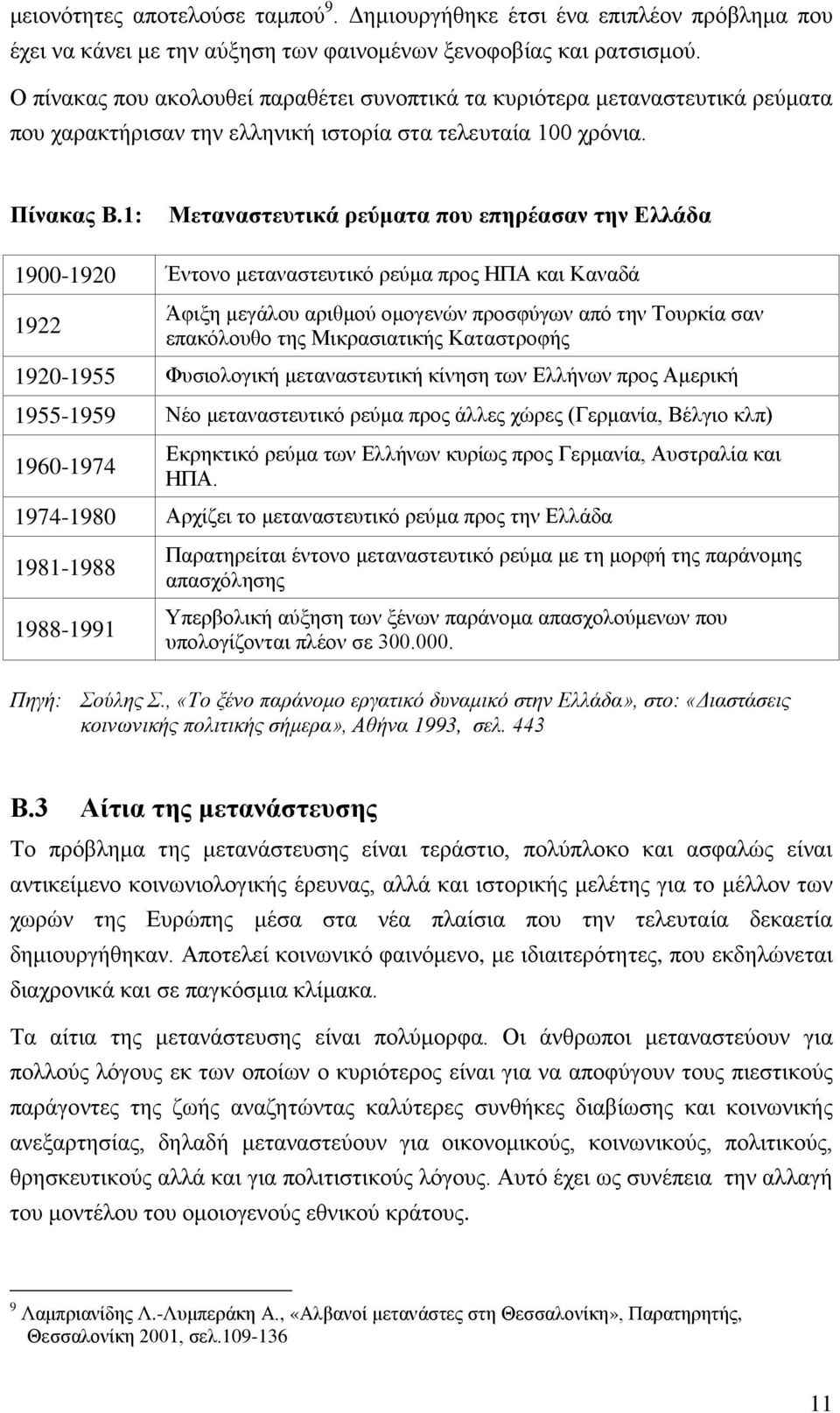 1: Μεταναστευτικά ρεύματα που επηρέασαν την Ελλάδα 1900-1920 Έντονο μεταναστευτικό ρεύμα προς ΗΠΑ και Καναδά 1922 Άφιξη μεγάλου αριθμού ομογενών προσφύγων από την Τουρκία σαν επακόλουθο της