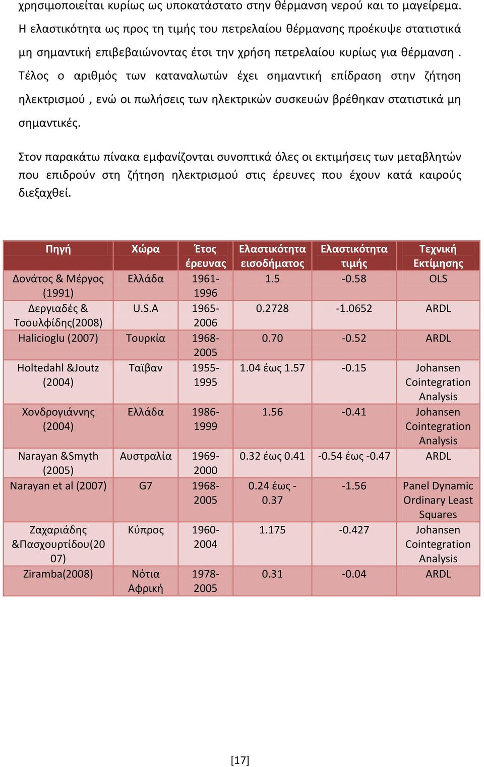 Τέλος ο αριθμός των καταναλωτών έχει σημαντική επίδραση στην ζήτηση ηλεκτρισμού, ενώ οι πωλήσεις των ηλεκτρικών συσκευών βρέθηκαν στατιστικά μη σημαντικές.